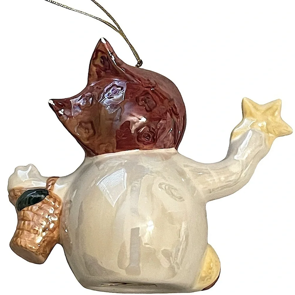 Set of 8 Vintage Pearlescent Ceramic Snowmen or Snow People Ornaments